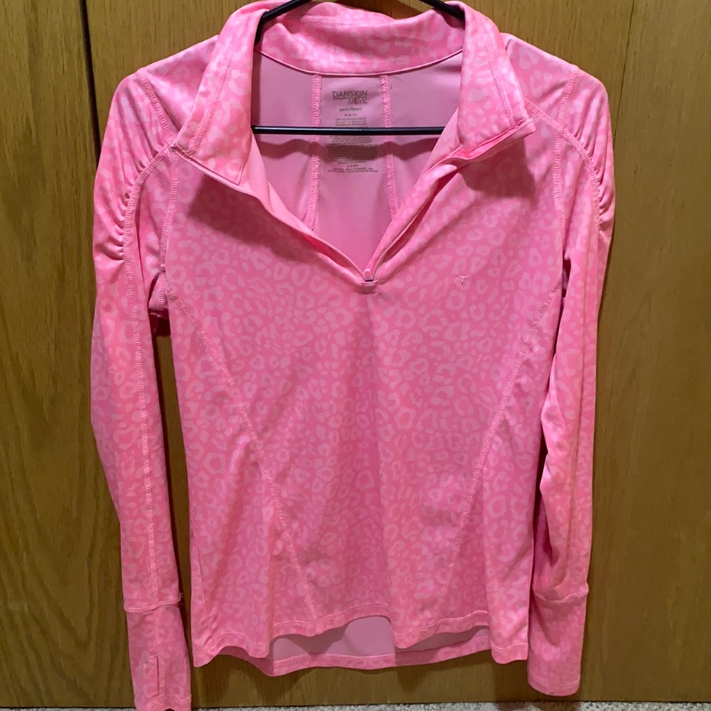Neon pink faded leopard print top